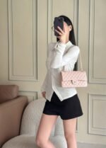 CHANEL 25S CLASSIC FLAP BAG 25 CM IN LIGHT PINK LAMBSKIN WITH GOLD HARDWARE - Image 9