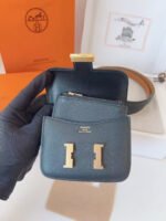 HM KELLY CONSTANCE SLIM WALLET BELT IN BLACK CALFSKIN GOLD HARDWARE - Image 14