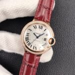 BALLON BLEU 33MM ROSE GOLD CASE DIAMOND BEZEL RED LEATHER - Image 14