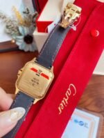 SANTOS LADY 35MM QUARTZ 35MM GOLD CASE DIAMOND BEZEL LEATHER - Image 6