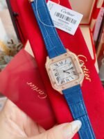 SANTOS LADY 35MM QUARTZ ROSE GOLD CASE DIAMOND BEZEL LEATHER - Image 2