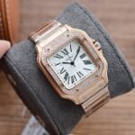 SANTOS LADY 35MM QUARTZ 35MM ROSE GOLD DIAMOND - Image 4