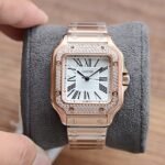 SANTOS LADY 35MM QUARTZ 35MM ROSE GOLD DIAMOND - Image 12