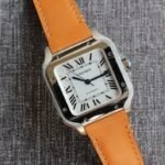 SANTOS 34MM STEEL CASE BROWN LEATHER - Image 4
