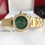 CARTIE PASHA 35MM QUARTZ GOLD CASE DIAMOND BEZEL BLUE DIAL - Image 2