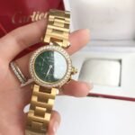 CARTIE PASHA 35MM QUARTZ GOLD CASE DIAMOND BEZEL BLUE DIAL - Image 10