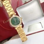 CARTIE PASHA 35MM QUARTZ GOLD CASE DIAMOND BEZEL BLUE DIAL - Image 13