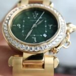 CARTIE PASHA 35MM QUARTZ GOLD CASE DIAMOND BEZEL BLUE DIAL - Image 15