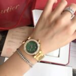 CARTIE PASHA 35MM QUARTZ GOLD CASE DIAMOND BEZEL BLUE DIAL - Image 9
