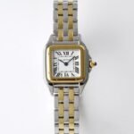 PANTHERE DE CARTIE 22MM QUARTZ GOLD STEEL WHITE DIAL