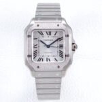SANTOS LADY 35.1MM AUTOMATIC SILVER DIAMOND BEZEL