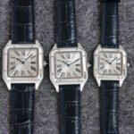 SANTOS DUMONT LADY SILVER CASE CROCODILE STRAP - Image 2
