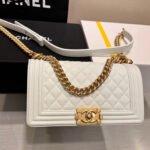BOY BAG MEDIUM 25 WHITE CAVIAR GOLD HARDWARE - Image 5