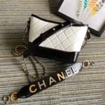CC MEDIUM 20 HOBO BAG IN WHITE MIX BLACK CALFSKIN WITH STRAP - Image 9