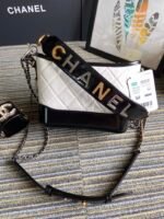 CC MEDIUM 20 HOBO BAG IN WHITE MIX BLACK CALFSKIN WITH STRAP - Image 3