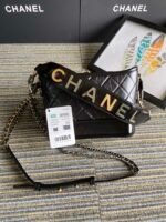 CC MEDIUM 20 HOBO BAG IN BLACK CALFSKIN WITH STRAP - Image 9