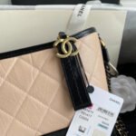 CC GABRIELLE MINI 20 HOBO BAG IN ALMOND BEIGE MIX BLACK CALFSKIN - Image 12