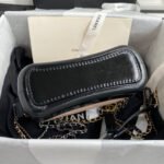CC GABRIELLE MINI 20 HOBO BAG IN ALMOND BEIGE MIX BLACK CALFSKIN - Image 14