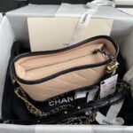 CC GABRIELLE MINI 20 HOBO BAG IN ALMOND BEIGE MIX BLACK CALFSKIN - Image 13