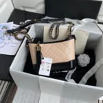 CC GABRIELLE MINI 20 HOBO BAG IN ALMOND BEIGE MIX BLACK CALFSKIN - Image 2