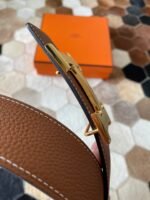 HM CONSTANCE BELT BUCKLE & REVERSIBLE BRONZE BROWN LEATHER STRAP 38MM GOLD HARDWARE - Image 16