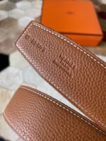 HM CONSTANCE BELT BUCKLE & REVERSIBLE BRONZE BROWN LEATHER STRAP 38MM GOLD HARDWARE - Image 10