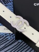 CHANEL 25S BELT 30 MM IN WHITE CALFSKIN WITH SILVER HARDWARE 615098 - Image 6