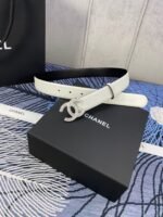 CHANEL 25S BELT 30 MM IN WHITE CALFSKIN WITH SILVER HARDWARE 615098 - Image 9