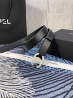 CHANEL 25S BELT 30 MM IN BLACK CALFSKIN WITH SILVER HARDWARE 615100 - Image 7