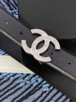 CHANEL 25S BELT 30 MM IN BLACK CALFSKIN WITH SILVER HARDWARE 615100 - Image 8