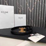CL TRIOMPHE 25 MM BELT IN BLACK CALFSKIN GOLD HARDWARE - Image 3