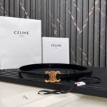 CELINE 25S TRIOMPHE BELT 25MM IN BLACK CALFSKIN 531766 - Image 11