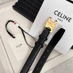 CELINE 25S TRIOMPHE BELT 25MM IN BLACK CALFSKIN 531766 - Image 5