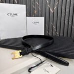 CELINE 25S TRIOMPHE BELT 25MM IN BLACK CALFSKIN 531766 - Image 3