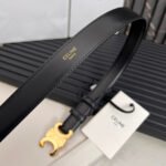 CELINE 25S TRIOMPHE BELT 25MM IN BLACK CALFSKIN 531766 - Image 14