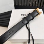 CELINE 25S TRIOMPHE BELT 25MM IN BLACK CALFSKIN 531766 - Image 7
