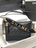HOBO BAG 25 WITH STRAP IN BLACK CALFSKIN GOLD AND SILVER HARDWARE - Image 12