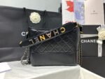 HOBO BAG 25 WITH STRAP IN BLACK CALFSKIN GOLD AND SILVER HARDWARE - Image 16