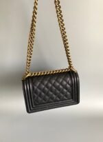 SMALL BOY BAG 20 IN BLACK LAMBSKIN GOLD HARDWARE - Image 3