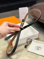 HM FOCUS BUCKLE & REVERSIBLE BLACK AND TAWNY BROWN LEATHER STRAP 13MM COPPER HARDWARE - Image 3