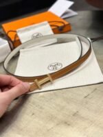 HM FOCUS BUCKLE & REVERSIBLE BRONZE BROWN AND WHITE LEATHER STRAP 13MM GOLD HARDWARE - Image 10