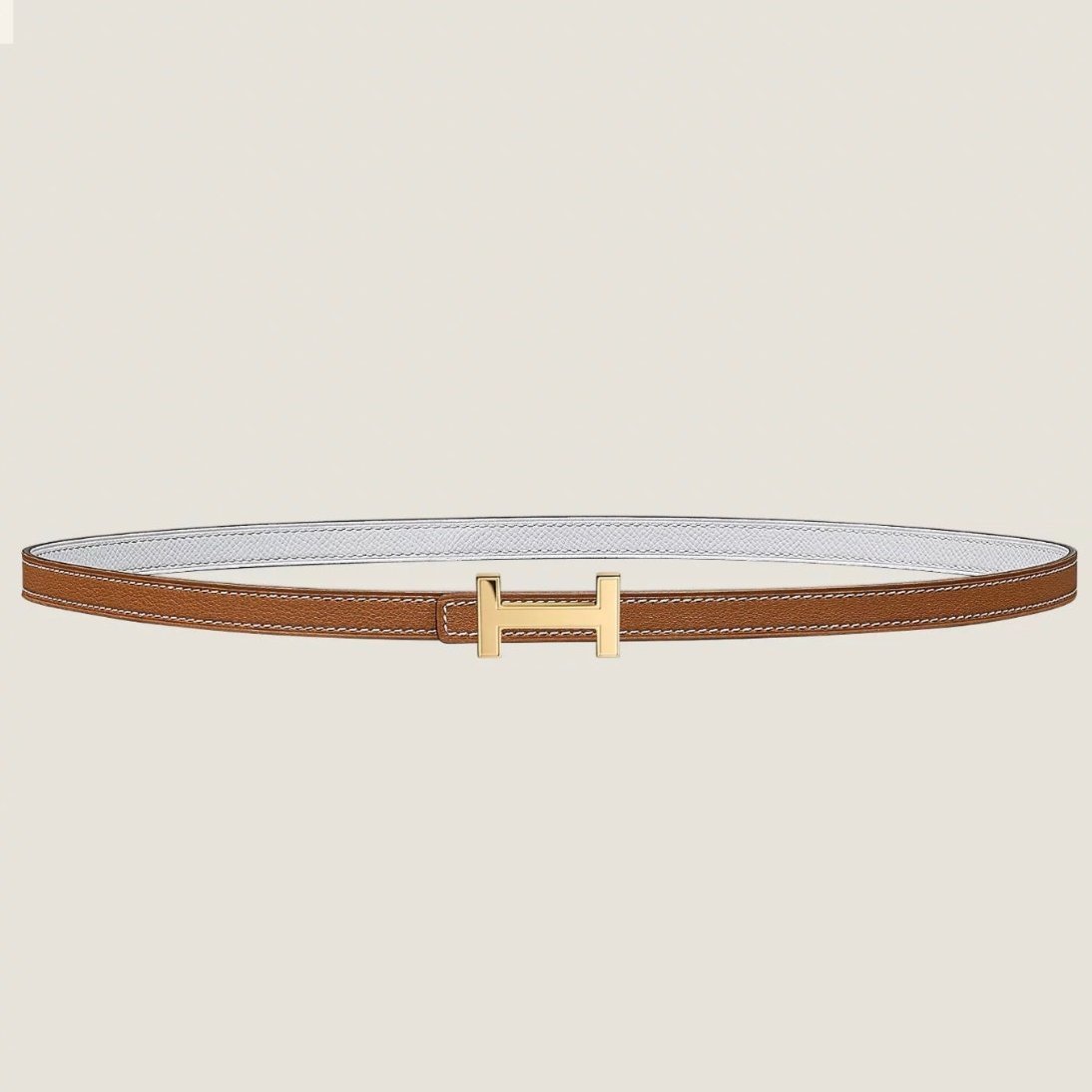 20230902_i1693665495_7326_5_jpg_5ac0a063-cd22-4565-bcad-19e948ede828 HM FOCUS BUCKLE & REVERSIBLE BRONZE BROWN AND WHITE LEATHER STRAP 13MM GOLD HARDWARE - Image 1