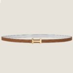 HM FOCUS BUCKLE & REVERSIBLE BRONZE BROWN AND WHITE LEATHER STRAP 13MM GOLD HARDWARE - Image 7
