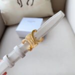 Medium Triomphe Belt 25mm White Calfskin Ghw - Image 10