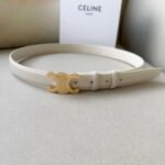 Medium Triomphe Belt 25mm White Calfskin Ghw - Image 12