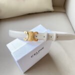 Medium Triomphe Belt 25mm White Calfskin Ghw - Image 14