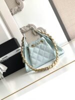 CC 25 MINI HANDBAG 22CM IN BABY BLUE GRAINED CALFSKIN GOLD HARDWARE - Image 16