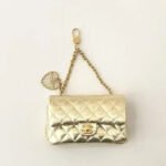 CC CLASSIC FLAP BAG 13 IN GOLD LAMBSKIN WITH PEARL HEART CHARM - Image 2
