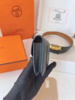 HM KELLY CONSTANCE SLIM WALLET BELT IN BLACK CALFSKIN GOLD HARDWARE - Image 5