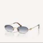 MIU GLAM SUNGLASSES OVAL BLUE GRADIENT METAL FRAME